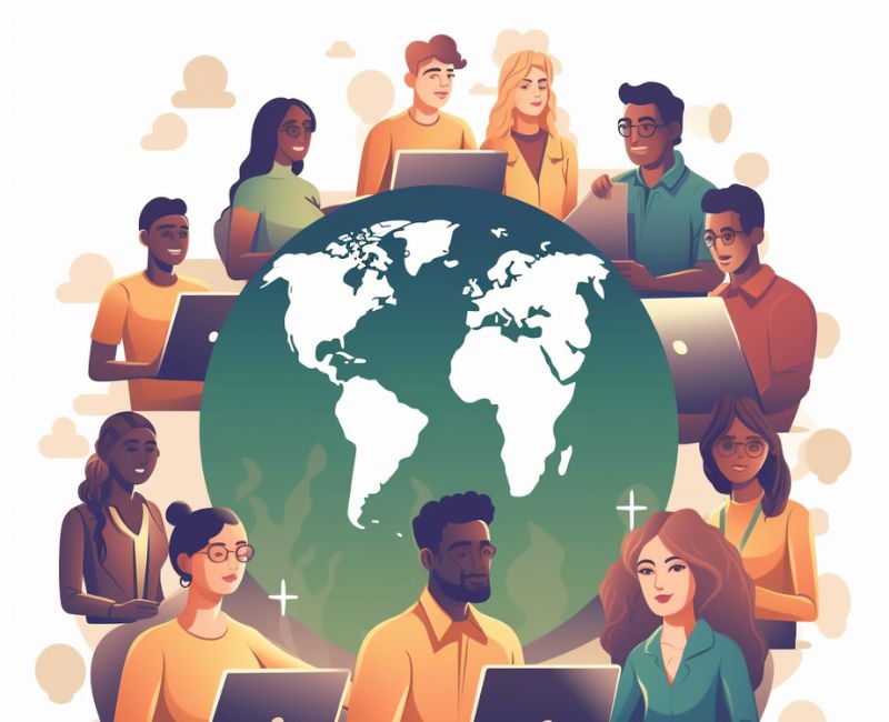 Estudantes de diversas culturas se conectando online