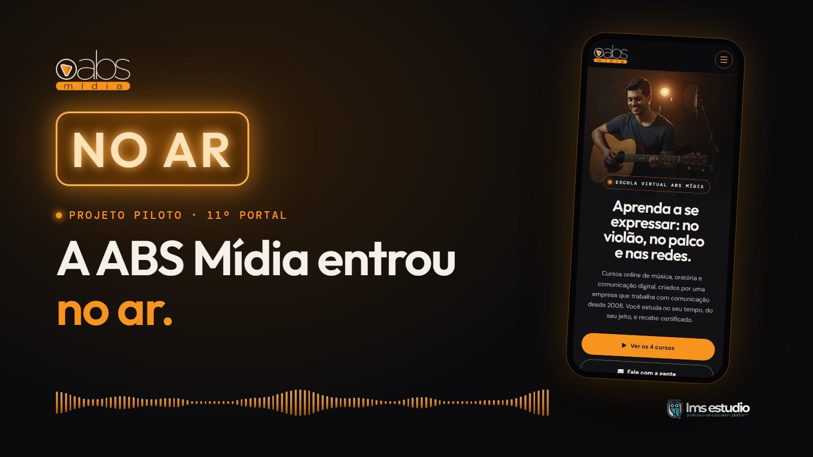 Antes e depois: o portal novo da ABS Mídia, um estúdio com a luz de NO AR acesa