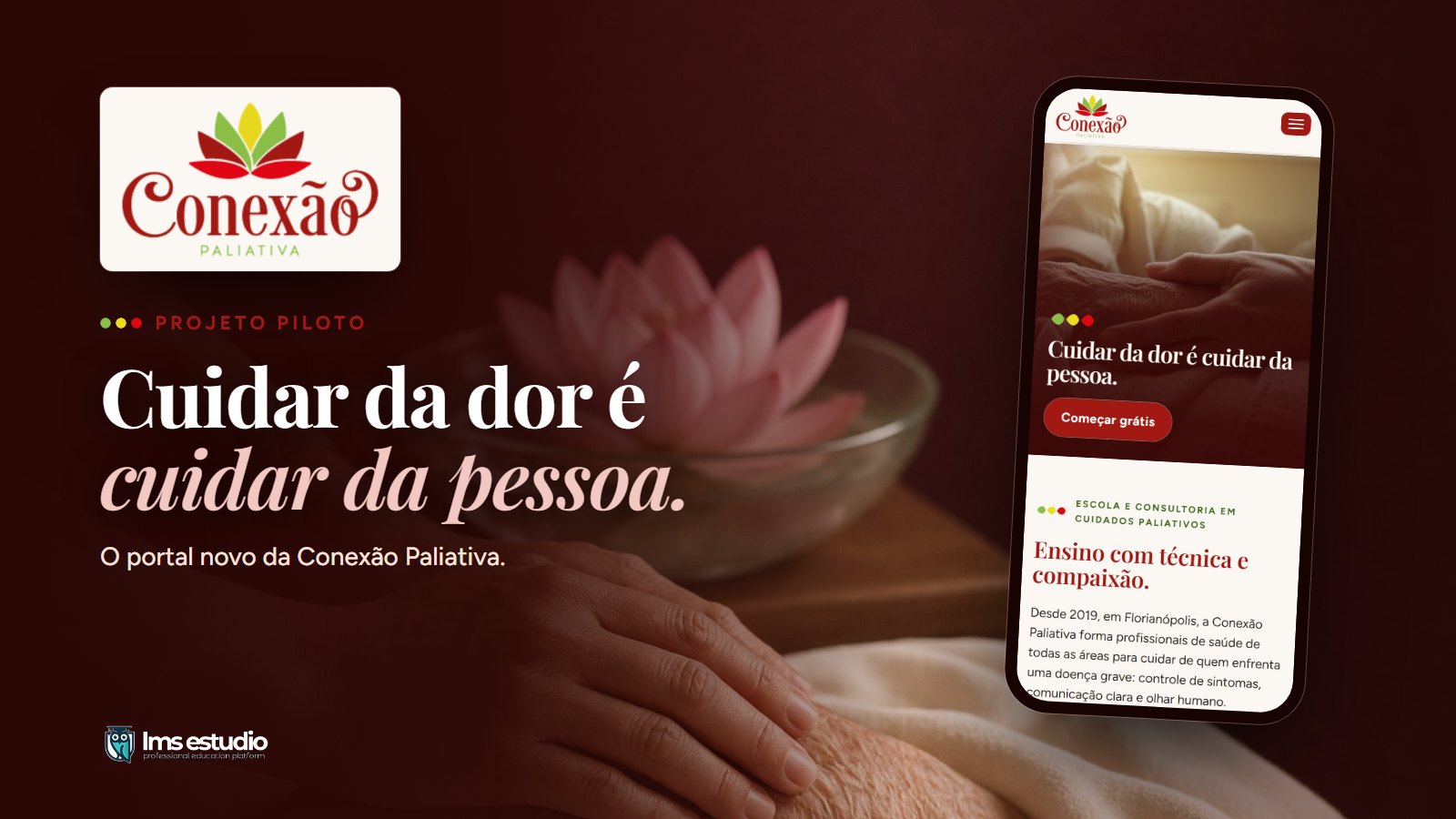 Antes e depois: o portal novo da Conexão Paliativa, com o minicurso gratuito na entrada
