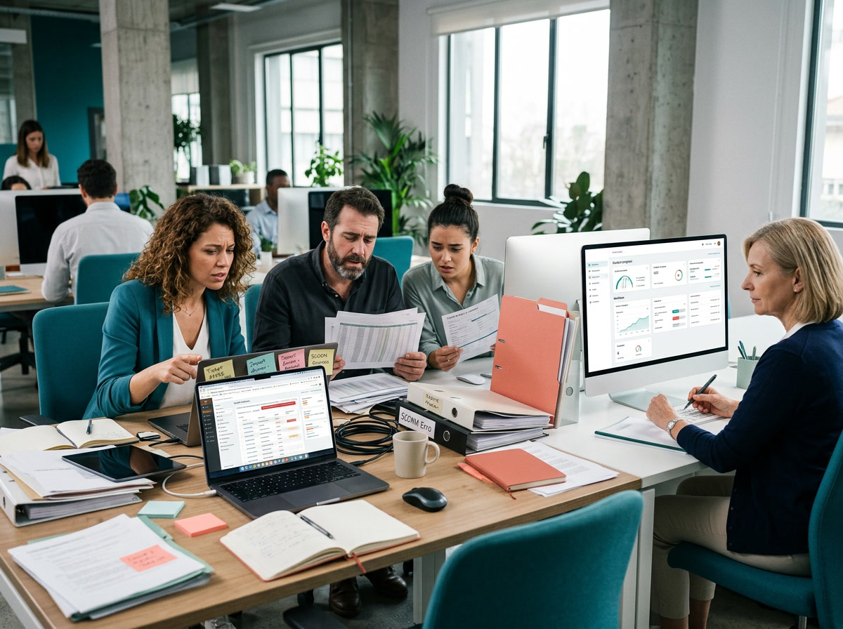 Equipe lidando com retrabalho e pressão operacional em uma operação Moodle fora do padrão