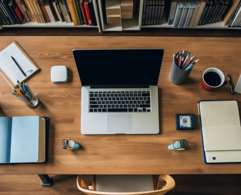 Um ambiente de estudo tranquilo e bem organizado