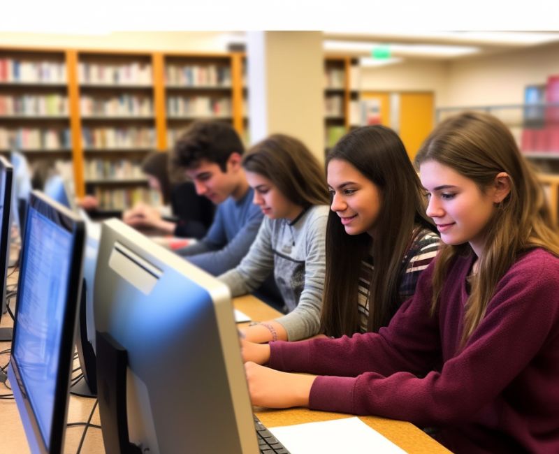 Estudante interagindo com uma plataforma de ensino personalizada