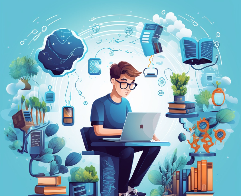 Estudante Interagindo com Plataforma de Educação Online