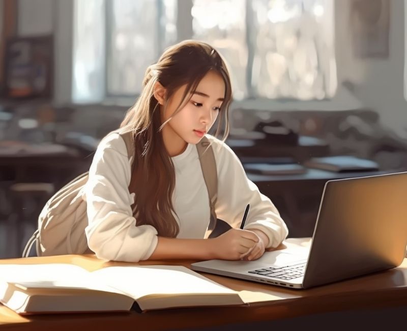 Estudante utilizando plataforma de ensino a distância